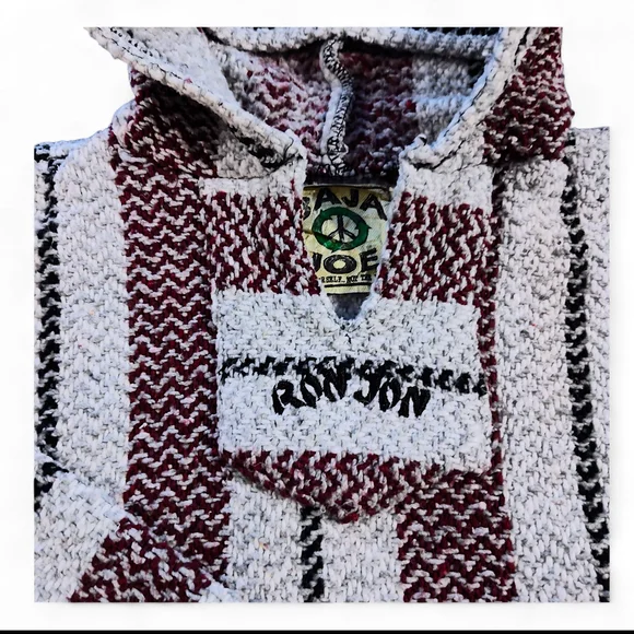 Baja Joe Mexican Baja Hoodie Unisex Size Small - Burgundy and Grey - Picture 8 of 9